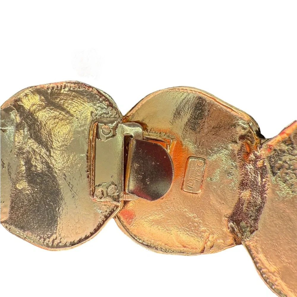 Vintage Accessocraft NYC Gold Hammered Disc Belt Front / Centerpiece 9” — 1970s - Picture 6 of 9